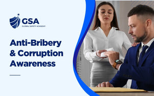 Business professionals demonstrating ethical workplace conduct during Anti-Bribery & Corruption Awareness training, focusing on compliance, integrity, anti-corruption policies, and fraud prevention.