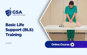 Basic Life Support BLS Training banner featuring a healthcare instructor demonstrating CPR on a mannequin.