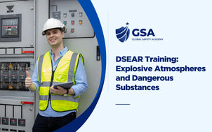 DSEAR Training course banner showing an electrical technician at a control board giving a thumbs-up.