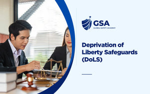 Deprivation of Liberty Safeguards DoLS course banner featuring legal professionals examining documents next to a scales of justice.