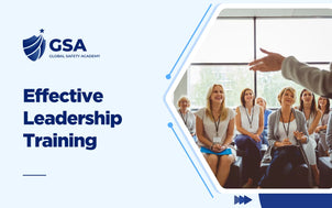 Effective Leadership Training banner featuring a corporate presenter speaking to an attentive audience.