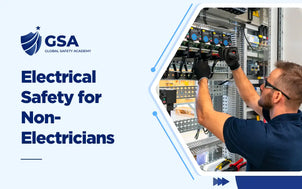 Electrical Safety for Non-Electricians course banner showing a worker performing maintenance inside an electrical panel.