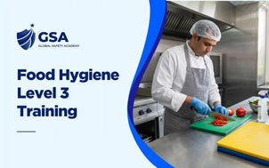 Food Hygiene Level 3 Training with a chef preparing food in a commercial kitchen