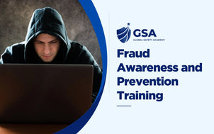 Course graphic for Fraud Awareness and Prevention Training showing a hooded individual working on a laptop.