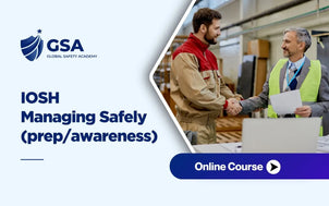 IOSH Managing Safely Training course featuring a manager and employee discussing workplace safety responsibilities and health and safety management practices.