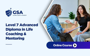 Life coaching and mentoring diploma course showing a one-to-one coaching conversation in a professional learning environment.