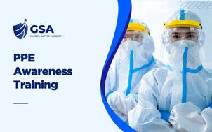 PPE Awareness Training course banner depicting workers wearing protective hazmat suits, goggles, and face shields.