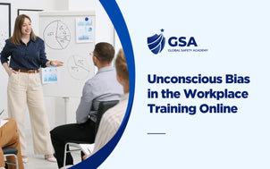 Unconscious bias training banner showing a workplace presentation about diversity, awareness, and fair decision-making.