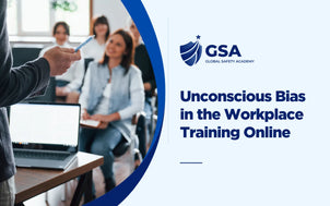 Unconscious Bias in the Workplace Training banner featuring a presenter leading a seminar for employees.
