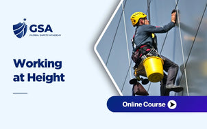 Working at Height Training course featuring a rope access technician using fall protection equipment while performing maintenance on a high-rise building.