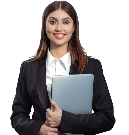 Professional woman holding laptop